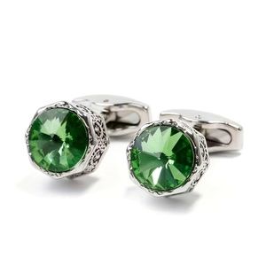 Elegant Green Peridot Silver Hexagon Cufflink